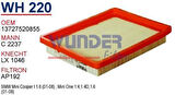 Wunder WH220 Hava Filtresi Mini Cooper I 1.6 115Hp 05 01-09 Fn3805 MRMOEM-1082810