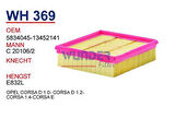 Wunder WH369 Hava Filtresi Opel Corsad 1.0-Corsad 1.2-Corsa 1.4-Corsa E LX1968 51830174