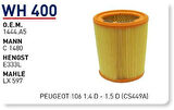 Wunder WH400 Hava Filtresi Citroen Xsara 1.5 D-Saxo 1.5 D C1480 MRMOEM-1083077