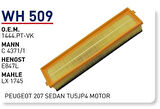Wunder WH509 Hava Filtresi 207-C3 C4371 1 Fn4009 X MRMOEM-1083101
