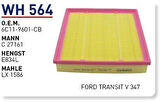 Wunder WH564 Hava Filtresi Ford Transit V 347 C27161 MRMOEM-1083356