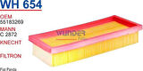 Wunder WH654 Hava Filtresi Fiat Panda II-Punto II 1.1-1.2 C2872 LX1601 MRMOEM-1083530
