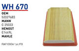 Wunder WH670 Hava Filtresi Egea 1.3-1.6 Multijet C25033 Fn4119 MRMOEM-1083566
