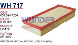 Wunder WH717 Hava Filtresi Mercedes 140 Kasa S280-S320 MRMOEM-1083655