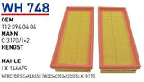 Wunder WH748 Hava Filtresi C-HRsyler Crossfire 3.2 Srt-6 Fn6118 MRMOEM-1083785