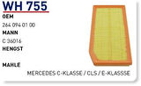 Wunder WH755 Hava Filtresi Mercedes C-Serisi CLS E-Serisi Fn4860 MRMOEM-1083804
