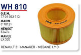 Wunder WH810 Hava Filtresi Renault 19 1.9D Renault 21 Manager Megane I 2.0 MRMOEM-1083846