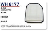 Wunder WH8177 Hava Filtresi Jeep Wrangler III 2.8 Crd MRMOEM-1083895