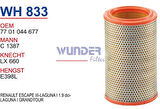 Wunder WH833 Hava Filtresi Laguna I 01-Espace 99-02 1.9 DTI Fn3025 C1387 LX660 MRMOEM-1083970