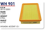 Wunder WH901 Hava Filtresi Accent 95-00 1.5 MRMOEM-1084090