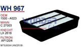 Wunder WH967 Hava Filtresi 4007 2.2 HDI C-Crosser 07-2.2 HDI ASX 11-Lancer 08-Outlander 07-2.0 DId MRMOEM-1084217
