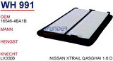 Wunder WH991 Hava Filtresi Qashqai 1.6DCI 14-C25040 Fn0227 MRMOEM-1084266