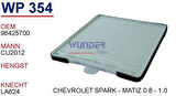 Wunder WP354 Polen Filtresi Chevrolet Spark-Matiz 0.8-1.0 MRMOEM-1084488