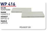 Wunder WP416 Polen Filtresi İkili C-Elysee-301 Fn8415 Cu24012-2 Fn8415 MRMOEM-1084533