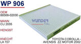 Wunder WP906 Polen Filtresi Corolla 03-07 Avensis 03-08 Cu2035 Fn0073 MRMOEM-1084752