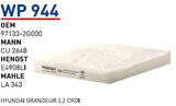 Wunder WP944 Polen Filtresi Hyundai Grandeur 2.2 CRDI MRMOEM-1084860