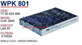 Wunder WPK801 Polen Filtresi Renault Clio II-Kangoo Karbonlu MRMOEM-1085354