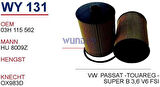 Wunder WY131 Yağ Filtresi Volkswagen Passat (36-357) 3.6 FSI 10=-Volkswagen Touareg-Skoda-Superb Fn20159 MRMOEM-1085545
