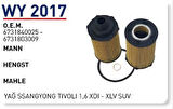 Wunder WY2017 Yağ Filtresi Ssangyong Tivoli 1.6 XDI-Xlv Suv 6731803009 Fn1241 MRMOEM-1085573