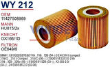 Wunder WY212 Yağ Filtresi BMW 1 BMW 3 BMW 5 BMW X1 BMW X3 MRMOEM-1085590