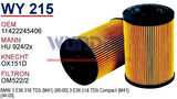 Wunder WY215 Yağ Filtresi BMW 3 E36 95-00 318 TDS MRMOEM-1085593