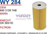 Wunder WY284 Yağ Filtresi Grand Cherokee-Voyager V-Wrangler III 2.8 Crd 68031597Ab MRMOEM-1085616