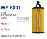 Wunder WY5001 Yağ Filtresi Dodge RAM Chrysler Jeep 3.6L Fn20154 MRMOEM-1085661