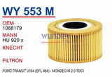 Wunder WY553M Yağ Filtresi Mondeo III 00-07 Transit V184 00-06 2.0 TDCI 2.4 TDCI Hu920X MRMOEM-1085668