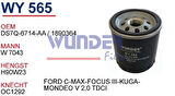 Wunder WY565 Yağ Filtresi Ford C-Max -Focus III-Kuga Mondeo V 2.0 TDCI 46402457