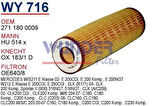 Wunder WY716 Yağ Filtresi Mercedes W203 W211 02-Sprinter 08- MRMOEM-1085700
