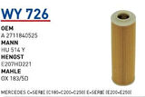 Wunder WY726 Yağ Filtresi Mercedes Hu514Y Fn1084 MRMOEM-1085710