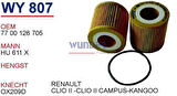 Wunder WY807 Yağ Filtresi Clio II Kangoo Twingo 00-03 1.2 MRMOEM-1085720