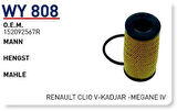 Wunder WY808 Yağ Filtresi Mercedes ASerisi (A180D) -B Serisi (B180D) -CLA 180D Fn2280 MRMOEM-1085721