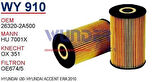 Wunder WY910 Yağ Filtresi Accent Era 09-i20 09-I30 08-11 I40 08-Ceed Pro 11-Ceed 08-Optima 12-Rio III MRMOEM-1085733