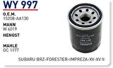 Wunder WY997 Yağ Filtresi Subaru Brz-Forester-Impreza-XV-XV II Fn1220 MRMOEM-1085678