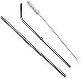Wuvera 3 Parça Metal Pipet Seti – Paslanmaz Çelik Pipet ve Çubuk Pipet Temizleme Fırçası