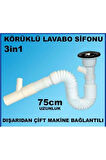 Çiftli Lavabo Sifonu-gider Borusu Çamaşır Bulaşık Makine Çıkışlı