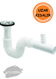 WUVERA Çamaşır ve Bulaşık Makinesi Çıkışlı Lavabo Sifonu - Körüklü, 35-75 cm