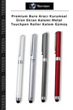 Premium Buro Aracı Kurumsal Ürün Ekran Kalemi Metal Touchpen Roller Kalem Gümüş
