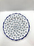 Beyaz Nazar Boncuklu Sunum Tabağı 25 cm