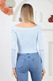 KAYIK YAKA ÇİZGİLİ CROP