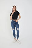 Wearflawless Kadın Bisiklet Yaka Fitilli Kısa Kol Body Crop Bluz
