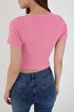 Wearflawless Kadın Bisiklet Yaka Fitilli Kısa Kol Body Crop Bluz