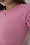 Wearflawless Kadın Bisiklet Yaka Fitilli Kısa Kol Body Crop Bluz