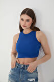 Wearflawless Kadın 3 lü Adet Fitilli PAMUKLU Örme Kaşkorse Crop Bluz ATlet