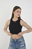 Wearflawless Halter Yaka Fitilli Crop Atlet Bluz
