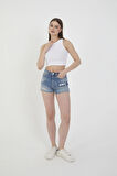 Wearflawless Halter Yaka Fitilli Crop Atlet Bluz