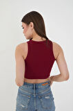 Wearflawless Halter Yaka Fitilli Crop Atlet Bluz