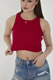 Wearflawless Halter Yaka Fitilli Crop Atlet Bluz