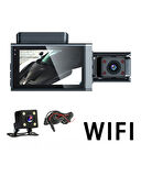 Full HD 1080P 3 Lensli WiFi Destekli Araç Kamerası + Geri Görüş DVR